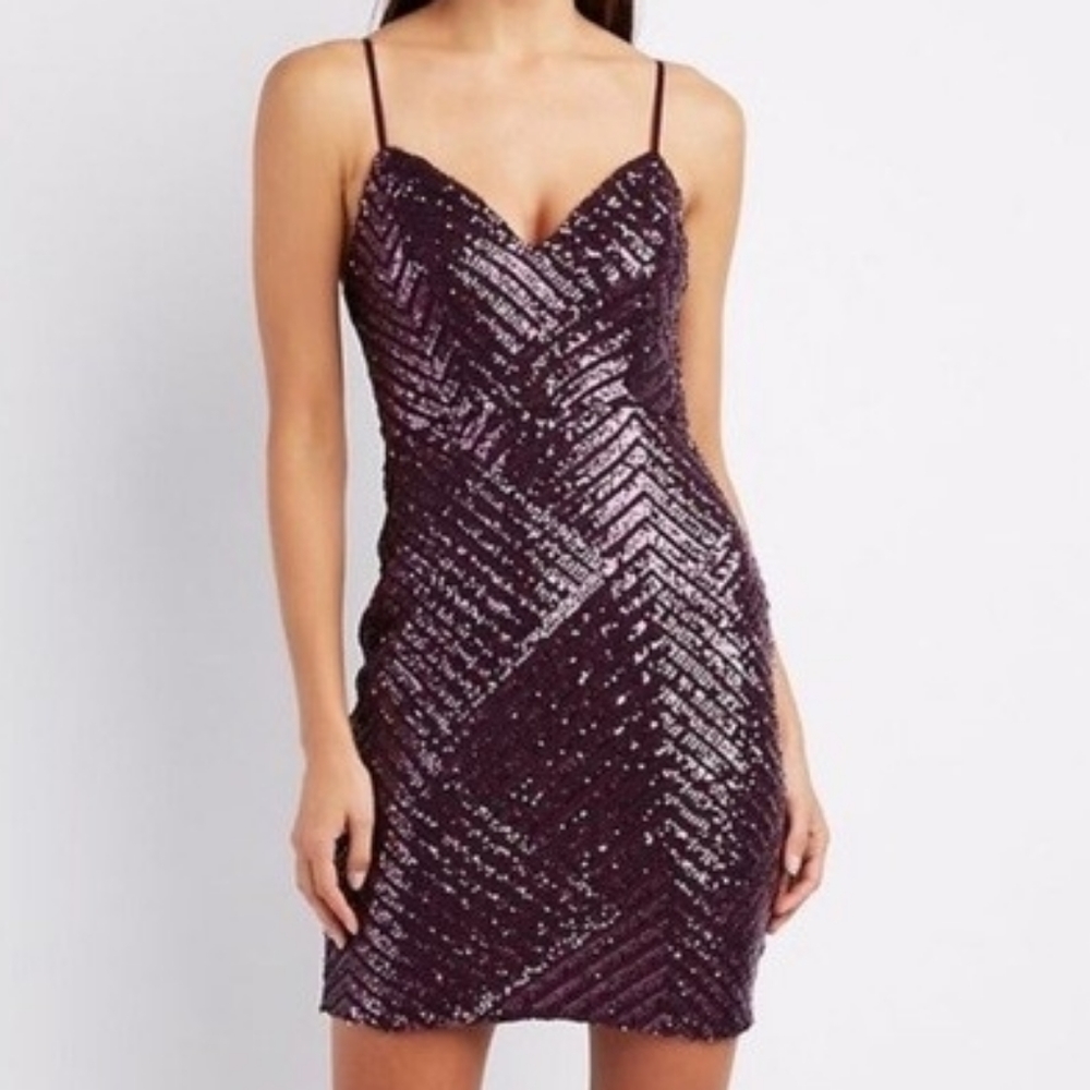 Charlotte Russe Purple Sequin Dress - XL
